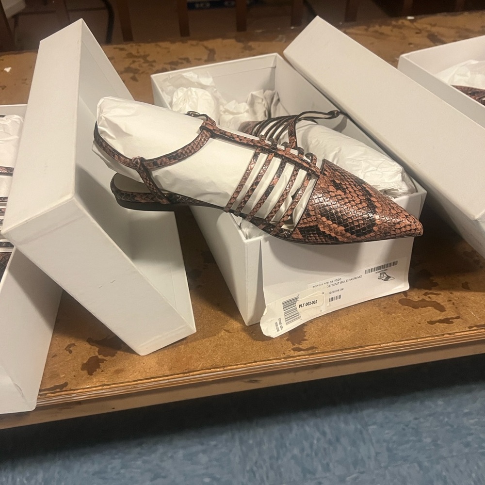 Stella McCartney Brown Snakeskin Flats